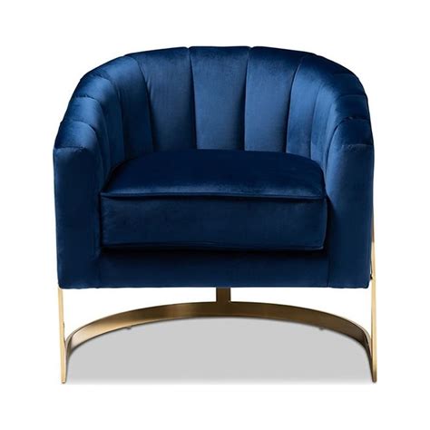 Baxton Studio Tomasso Glam Royal Blue Velvet Fabric Upholstered Gold