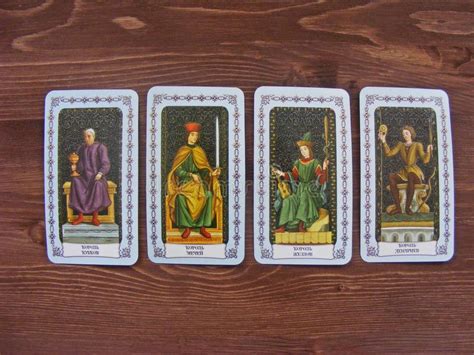 Tarot Cards Medieval Close Up, the Kings of Tarot Decks on Wooden ...