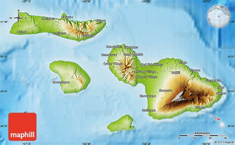 Physical Map of Maui County