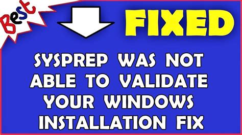 Sysprep Was Not Able To Validate Your Windows Installation Fix Youtube