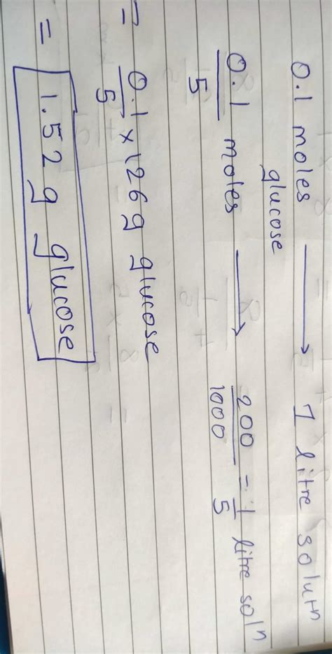 Calculate The Mass Of Glucose Required To Make 200 Ml Of 0 1 M Solution