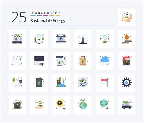 Pacote De ícones De 25 Cores Planas De Energia Sustentável Incluindo