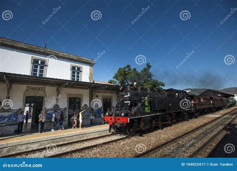 Pinhao, Portugal - July 15, 2017: an Ancient Steam Train Enters Pinhao ...