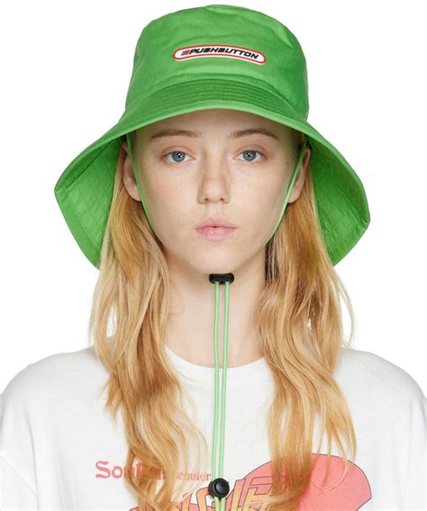 Buy Pushbutton Exclusive Logo Bucket Hat Green At 72 Off Editorialist