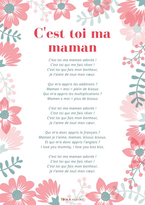 Cest Toi Ma Maman Paroles De Chanson Tête à Modeler