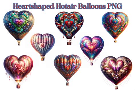 Heartshaped Hotair Balloons PNG Graphic By BElux Business Brand