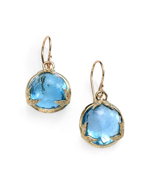 Mizuki Blue Topaz Diamond 14k Gold Drop Earrings In Blue GOLD Lyst