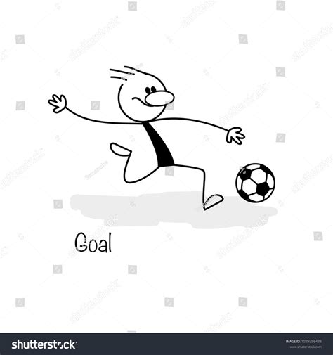 Stick Figure Stickman Playing Football Stock Vector Royalty Free