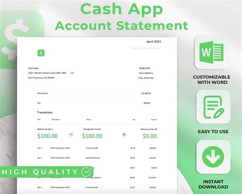 Cash App Bank Statement Template Editable And Customizable Inspire Uplift