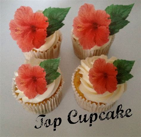 Edible Hibiscus Flower Cupcake Toppers