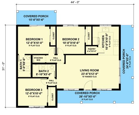 Rustic 1055 Square Foot Home Plan With Wraparound Porch 420046WNT