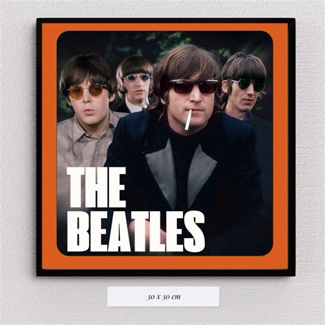 Jual Poster Band The Beatles Ukuran 30x30cm Hiasan Dinding Frameblok