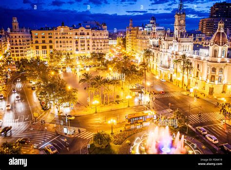 Town Hall Square Valencia Spain Stock Photo Alamy