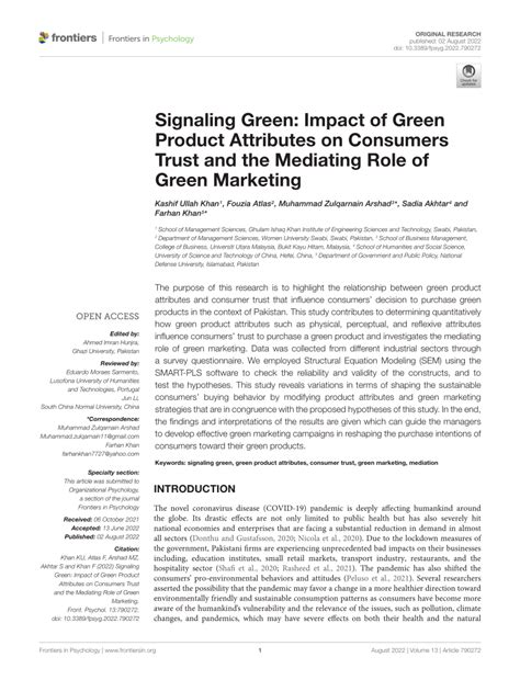 Pdf Signaling Green Impact Of Green Product Attributes On Consumers