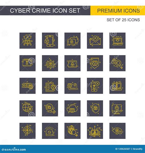 Cyber Crime Icons Set Vector Stock Vector Illustration Of Protection