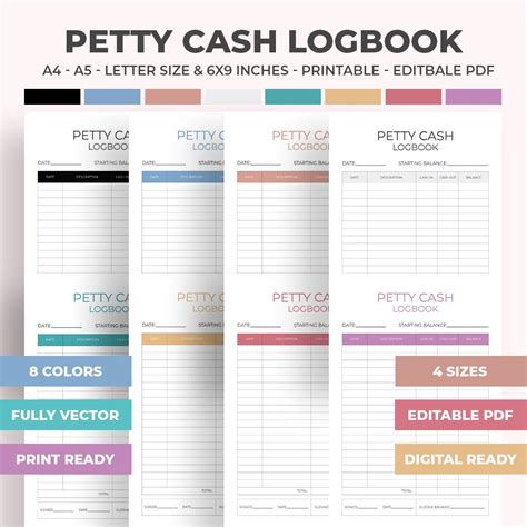 Petty Cash Logbook, Petty Cash Log, Petty Cash Journal, Petty Cash ...