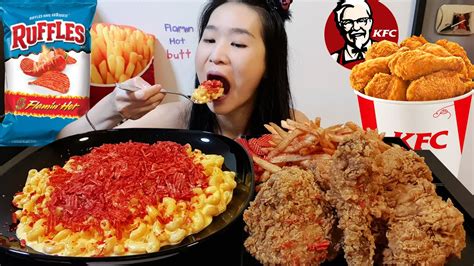 FLAMIN HOT RUFFLES MAC N CHEESE KFC Extra Crispy Fried Chicken