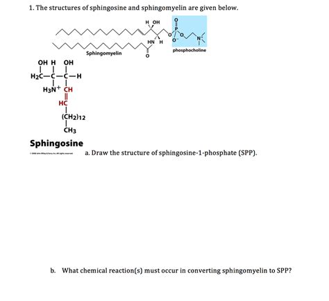 Oneclass The Structures Of Sphingosine And Sphingomyelin Are Given