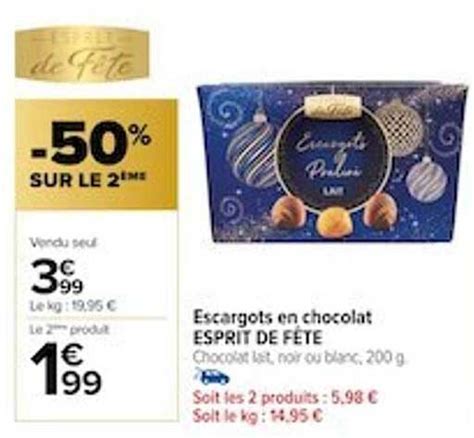 Promo Escargots En Chocolat Esprit De F Te Chez Carrefour Icatalogue Fr