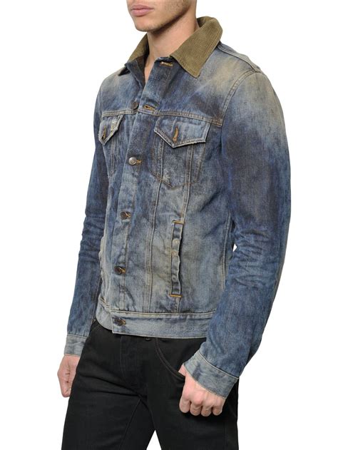 Lyst Dolce And Gabbana Casual Denim Jacket With Velvet Collar In Blue For Men