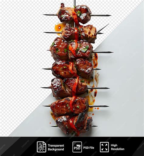 Premium PSD | Unique meat on a metal skewer png clipart png