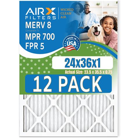 24x36x1 Air Filter Merv 8 Rating 12 Pack Of Furnace Filters Comparable