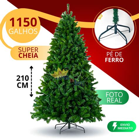 Árvore de Natal 210 cm 1150 Galhos Super Cheia Grande Luxo Decoração de