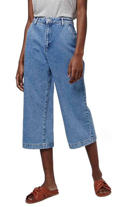 Topshop Denim Culottes Petite Nordstrom