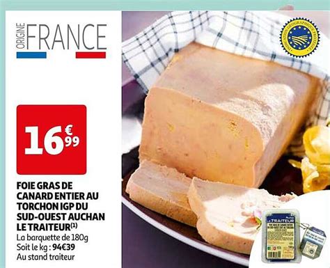 Promo Foie Gras De Canard Entier Igp Du Sud Ouest Label Rouge Auchan Le