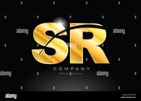 Combination Letter Sr S R Gold Golden Alphabet Logo Icon Design With