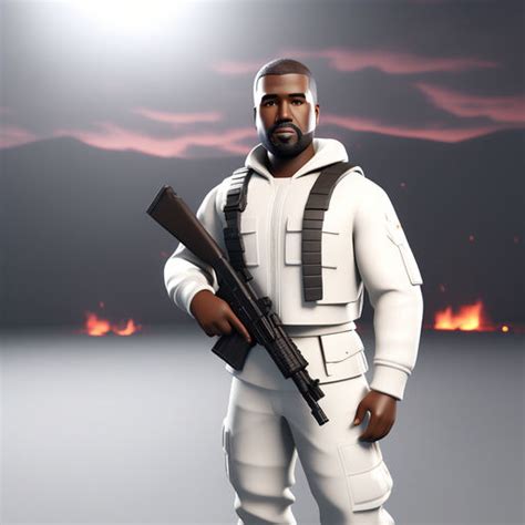 Kanye West Fortnite Skin In White Uniform And Fortnite Chapt By