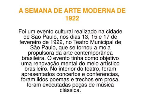 PPT A SEMANA DE ARTE MODERNA DE 1922 PowerPoint Presentation Free