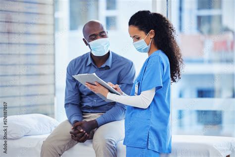 Doctor Consultation Mask And Patient Results Of A Nurse With A Black