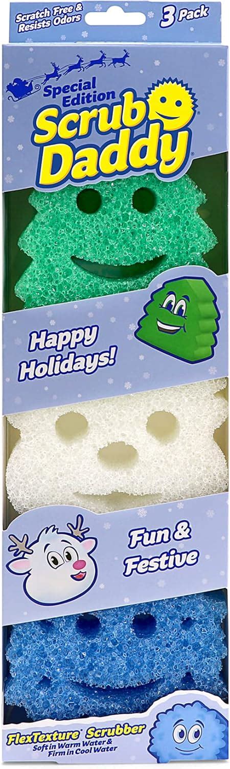 Amazon｜scrub Daddy Sponge Set Winter Shapes Non Scratch Scrubbers