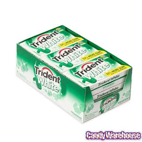 Trident White Spearmint Sugar Free Gum Packs 12 Piece Box Candy