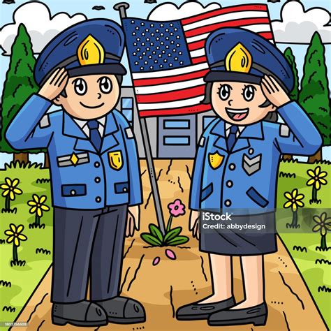 Memorial Day Soldier Hand Salute Colored Cartoon Stock Illustration ...