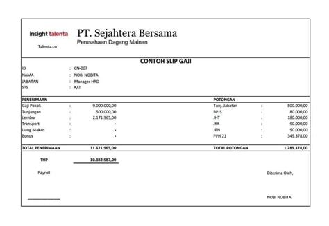 Contoh Slip Gaji Karyawan Toko Yang Sederhana Beserta Rinciannya