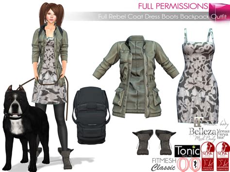 Second Life Marketplace 4in1 Full Perm Rebel Coat Dress Boots