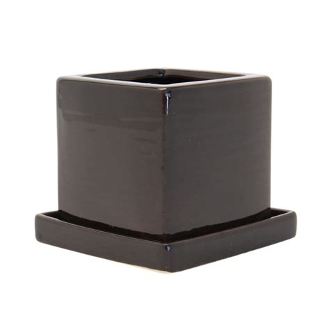 Willory Glazed Indoor Pot Small Black Mitre