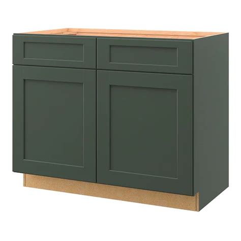 A Green Cabinet With Two Doors And One Drawer On The Bottom In Front