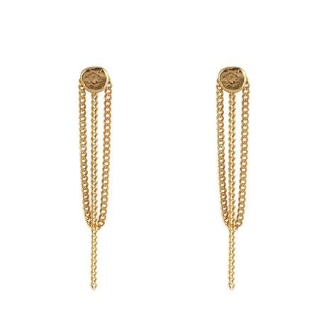 Flat Coin Chain Stud Earring Gold Plated Betty Bogaers RADIJS