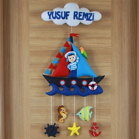 Yusuf Remzi isimli Denizci Bebek Kapı Süsü Renkli Hayallerim