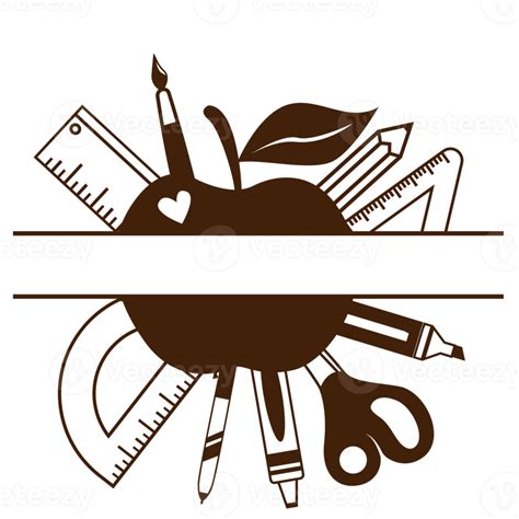 Teacher School Supplies Split Monogram 9336549 Png