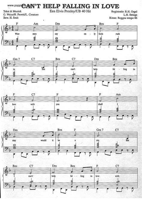 Can T Help Falling In Love Piano Sheet Music - slidesharetrick