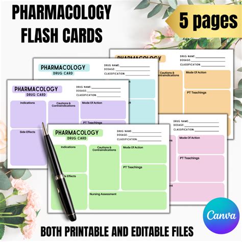 Pharmacology Drug Card Template Nursing Pharmacology Printable Drug