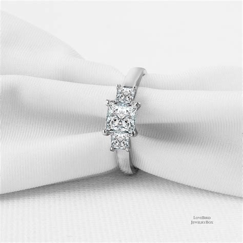 0 75 Ct Princess Trilogy Ring Cubic Zirconia 925 Sterling Silver