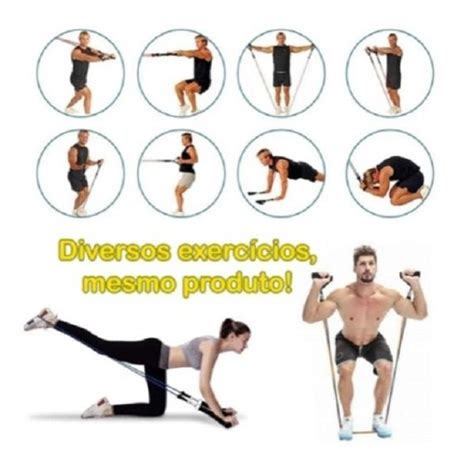 Kit Elasticos Tubing Pilates Exerc Cios Pe As Treinamento