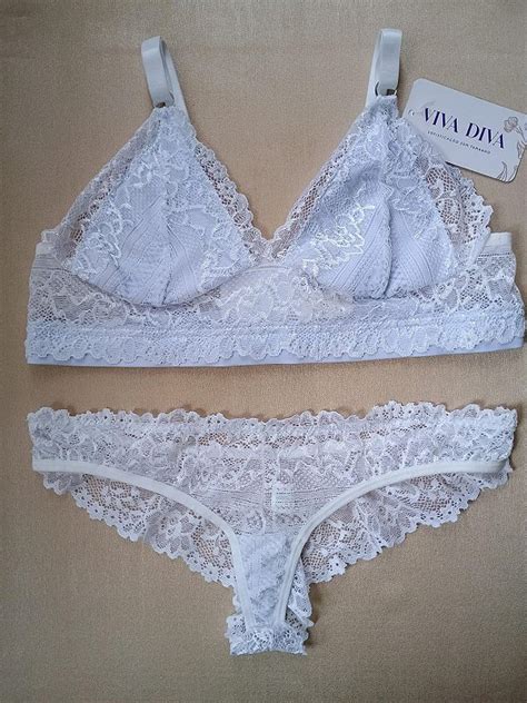 Lingerie Conjunto De Suti E Calcinha Renda Branca Sem Bojo E Sem Aro