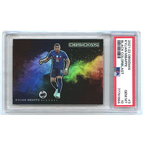 Kylian Mbappe 2021 22 Panini Obsidian Black Colorblast 3 PSA 10