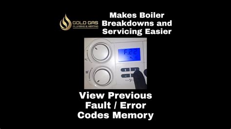 Vaillant Boiler View Previous Fault Error Codes History Memory List